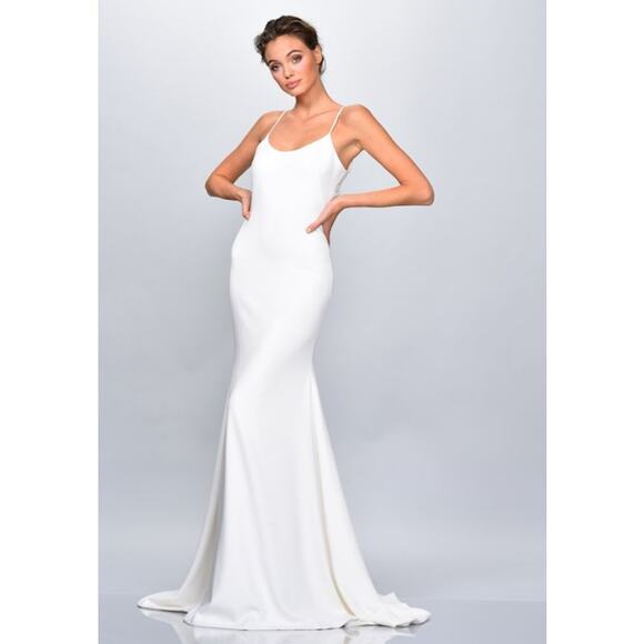 Theia Couture Primrose Crepe Wedding Gown in Ivory, Size 0 - Picture 1 of 11